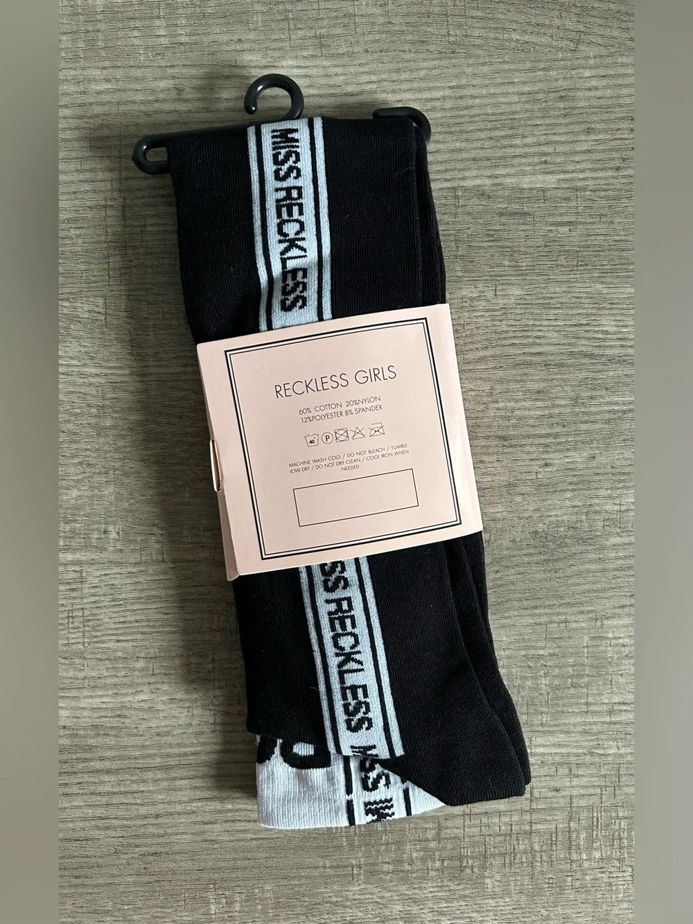 NWT Reckless Girls Miss Reckless Black & White Over-the-Knee Socks One Size